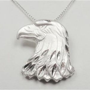 STERLING SILVER AIRBORNE ARMY EAGLE HEAD NECKLACE